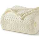 PHF 100% Cotton Waffle Weave Blanket Twin Size for Bed, Soft Lightweight & Breathable, All-Season Comfort, Luxury Aesthetic Woven Bedding for Home Decor, 66"x90", Cannoli Cream