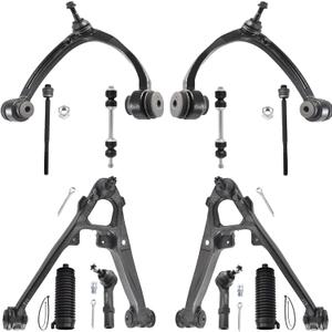 ASTARPRO -12pc Front End Suspension Kit Replacement for GMC Chevy Silverado Sierra Yukon XL Suburban 1500 Tahoe Avalanche Cadillac Escalade 4 Control Arms w/Ball Joints 4 Tie Rods 2 Sway Bars 2 Boots