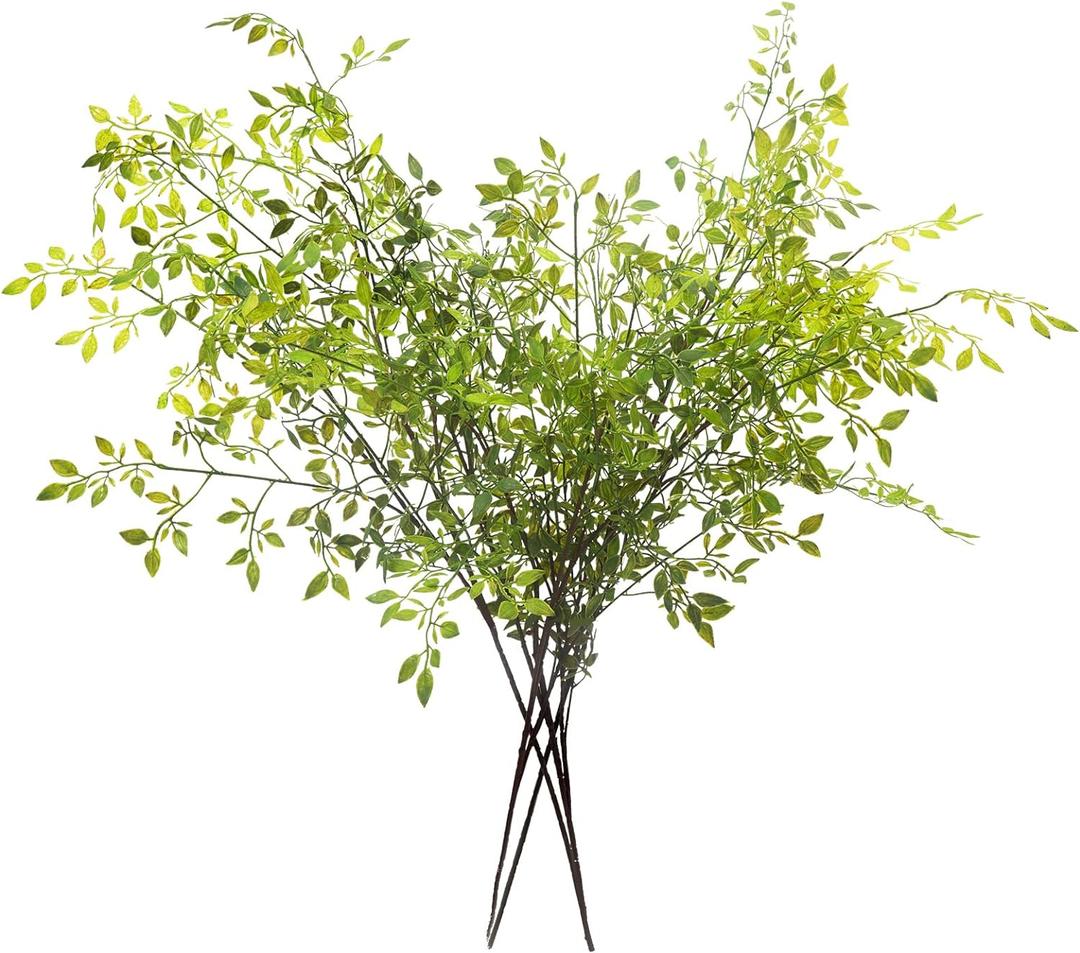 Melorca&Guilla Artificial Plants,4PCS 43.3" Green Nandina Faux Branches for Vase,Faux Greenry Stems Fake Plants for Shop Garden Office Home Dcor
