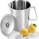 Stainless Steel Pitcher with Lid, 79oz/2.3L 304 Metal Measuring Cup with Marking&Handle, Large Mouth Graduated Beakers, Milk Frothing Jug Water Pitcher for Coffee Latte Art Machine Iced Hot Tea