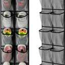 KEEPJOY Over the Door Shoe Organizer, Hanging Shoe Organizer with 4 Hooks,Door Shoe Holder with 14 Mesh Deep Pockets Closet Door Shoe Storage Bag (Grey-2Pack)