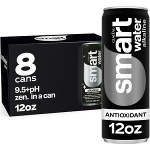 smartwater Alkaline with Antioxidant Water Cans, 12 fl oz, 8 Pack (BBD 02/09/26)