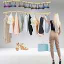 Gold Clothing Rack for Boutiques, Wall Mounted Retail Display Garment Rack for Houseware, Chrome Rolling Racks for Clothes Stores and Commercial