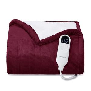 Bedsure Heated Blanket Throw Blanket - Fast Heating Electric Blanket, Soft Flannel Heated Throw with 4 Time Settings, 6 Heating Settings, Warm Gifts for Grandma (50x60 inches, Burgundy)