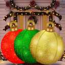 24 Inch Inflatable Christmas Ornament Balls, 3 Pack Large Glitter Blow Up Decorations  Sparkling Reusable Outdoor & Indoor Holiday Balls for Yard, Lawn, Porch & Tree