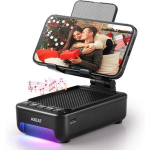 Gifts for Men Him, Cell Phone Stand with Bluetooth Speaker&Led Color Changing Light, Unique Gifts for Women Dad Her Husband, Cool Tech Gadget Wireless Speaker, Birthday Gifts for Men, Ideal Gifts (Black)