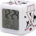 Hockey Ball Alarm Clock for Kids Boy Girl 7 LED Color Changing Wake Up Clock Home Decor Bedroom Digital with Temperature Display