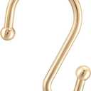 Shower Curtain Hooks, Set of 12 Rust Proof S Shaped Decorative Shower Curtain Rings,Multi-Purpose Hangers S Hooks (Gold)