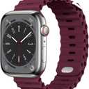 Compatible with Apple Watch Ocean Bands 38mm 40mm 41mm 42mm 44mm 45mm 46mm 49mm Soft Silicone Wristbands Replacement Strap for iWatch Ultra 2 Ultra SE Series 10 9 8 7 6 5 4 3 2 1 Women Men (Red)