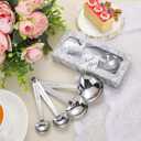 Yinder 50 Set Heart Shaped Measuring Spoons Wedding Favors for Guests Measuring Spoon Favors Gift with Gift Box and Thank You Card for Wedding Bridal Shower Baby Shower Birthday Souvenirs(Silver)