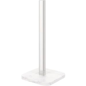 NearMoon Standing Paper Towel Holder, Stainless Steel Square Paper Towel Tissue Holder with Marble Base for Bathroom Kitchen Countertop, Standard or Jumbo-Sized Roll Paper (Chrome Finish)