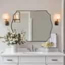 ANDY STAR Large Brushed Nickel Mirror, 30x40 Inch Scalloped Bathroom Mirror, Modern Rectangle Mirror with Unique Wavy Design, Ideal for Home Decor, Rust-Proof Stainless Steel 1" Frame