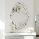Large Decorative Mirrors, 40"x28" Scalloped Wall Mirror with Elegant Beveled Edges and Mirrored Frame, Irregular Mirror for Dining Room Living Room Bathroom Entryway, Hang Horizontally or Vertically