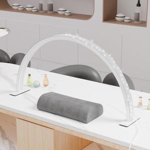 Large Half Moon Light for Nail Desk, 30" 48W Professionals Led Light, Desk Lamp for Lash Eyelash Extension,Makeup Desk lamp,Color Temperature 2700K-6000K, Salon&Home(Crystal Diamond) (30in, Silver)