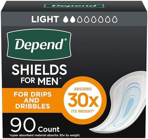 Depend Shields Incontinence Pads for Men, Light Absorbency, 90 Count