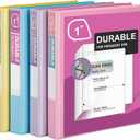 Zzrywuty Durable 3 Ring Binder, 1 Inch, Economy 4 Pack, Each Holds 225 Pages, D-Ring Presentation View Binders for Office, School, Home (Pastel Assortment)