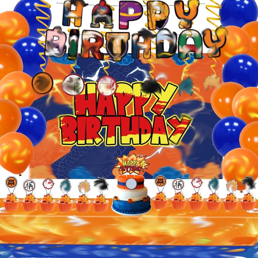Cartoon Theme Birthday Party Supplies Decorations, Including Birthday Banner, Backdrop, Balloons, Hanging Swirls, Cake Toppers, Tablecloth for Party