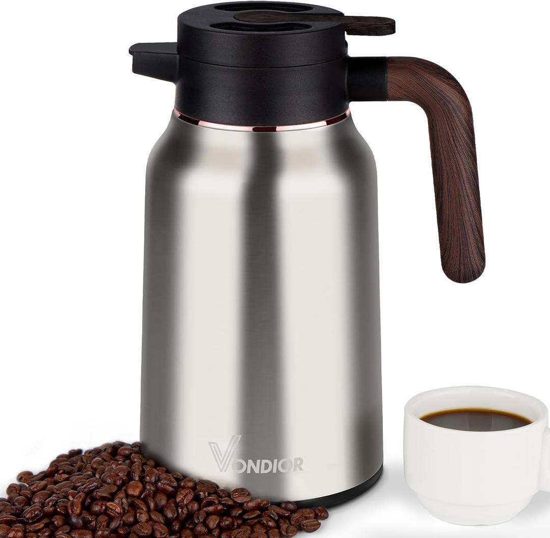 Vondior Coffee Carafe 51oz - 36 Hours Thermal Coffee Thermos- Insulated 304 Stainless Steel Hot Beverage Dispenser - Coffee Carafes For Keeping Hot/Cold Coffee, Tea, Water, Drink Dispenser for Parties (Red)