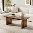 LITTLE TREE Farmhouse Coffee Table, 47 Inches Wooden Center Tables with Rounded Corners, Rectangular Living Room Tables, Modern Low Cocktail Tea Furniture for Living Room (Rustic Brown), 47.24" W X 23.62" D X 20.08" H