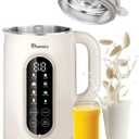 IAGREEA 8 in 1 Nut Milk Maker Machine Stainless Steel Lid BPA Free for Homemade Almond/Oat/Soymilk, 35 oz(1L) Almond Milk Maker with 8 Mins Self-Cleaning, 2 hrs Keep Warm, 750W Stirring Power, White