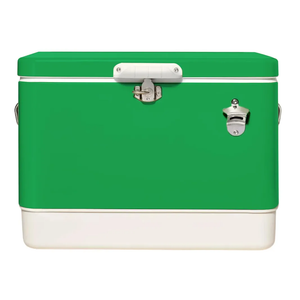 FSE Retro Metal Cooler, 80 Can/54 Qt. Capacity, Hard-Sided, Two Tone, Holds Up to 80 Beverage Cans, Metal Construction with Plastic Lining