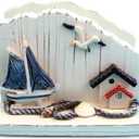 CoTa Global Wooden Napkin Holder - Nautical Themed with Sailboat and Seagull Decor, Perfect Indoor or Outdoor, Cute Ocean Vibe for Restaurant or Kitchen Table