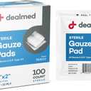 Dealmed 2 x 2 Sterile Gauze Pads (100 Count) Disposable and Individually Wrapped Medical Gauze Pads, Wound Care Product for First Aid Kit and Medical Facilities (Pack of 1)