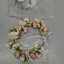 Girls Flower Crown Headpiece - Boho Little Wreaths for Weddings, Family Photography (Pink)