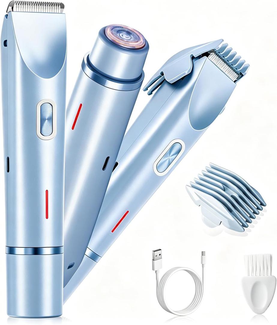Electric Razors for Women, Waterproof Pubic Hair Trimmer, Shaver for Women Private Area, Painless Bikini Trimmer for Women, Dual Head, Gentle on Sensitive Skin
