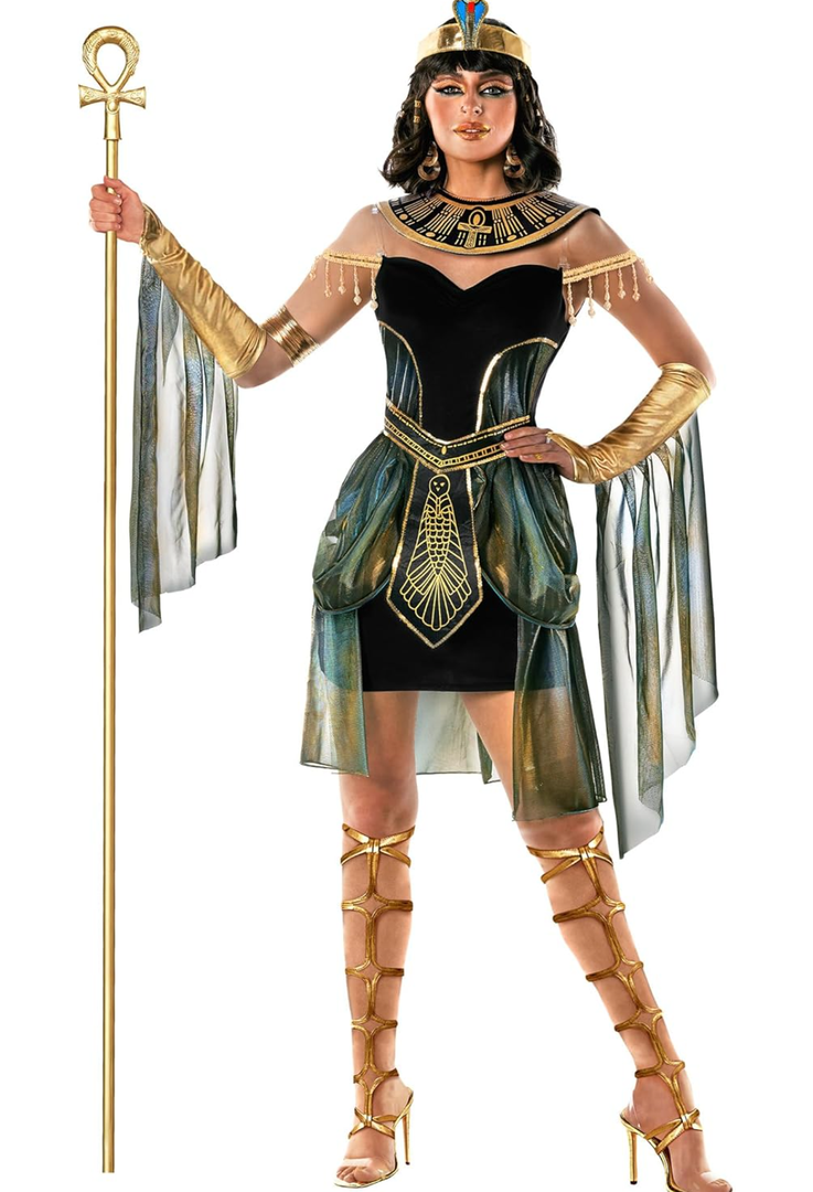 Morph Cleopatra Plus Size Egyptian Costume for Women - Halloween Dress XS (Dress, Armbands)