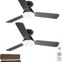 Amico 2 Pack 42 Inch Low Profile Ceiling Fans with Lights, Remote, Black