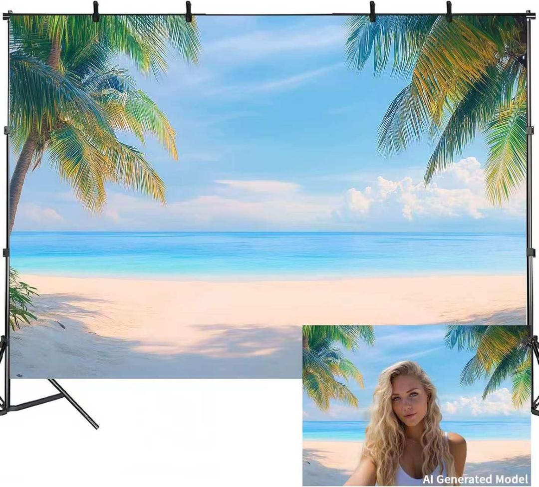 10x6.5ft Summer Ocean Backdrop Beach Tropical Photo Backdrop Love Island Decorations Hawaiian Photography Background Birthday Banner Party Supplies
