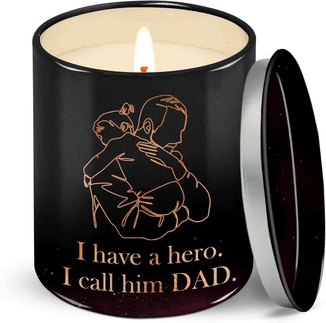 Dad Gifts from Daughter for Fathers Day - Long Lasting Vanilla Sandalwood Scented Candle 10 oz - Birthday Gift for Dad from Daughter, Fathers Day Gift Ideas for Stepdad Papa Husband Men