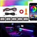 Acrylic Interior Car Ambient Lighting Kits, LED Strip Lights with Wireless APP, Neon Fiber Optic Lights Function LED Strip for Car with Music Modes (6 in 1)