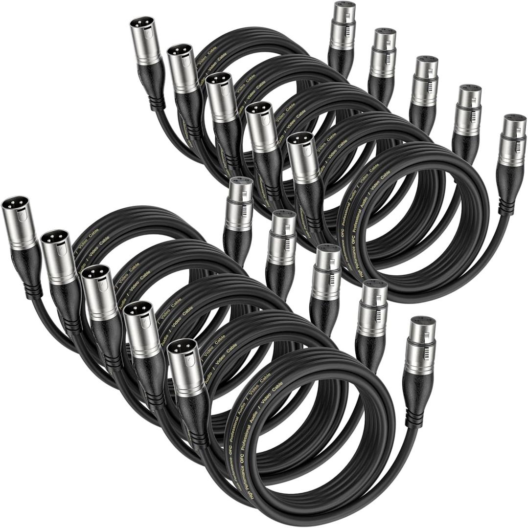 EBXYA XLR Cable 25ft 10 Packs - Premium Balanced Microphone Cable with 3-Pin XLR Male to Female Mic Speaker Cable, Black EBXYA XLR Cable 25ft 10 Packs - Premium Balanced Microphone Cable with 3-Pin XLR Male to Female Mic Speaker Cable, Black