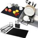 Expandable & Collapsible Dish Drying Rack for Over The Sink and in Sink, Stainless Steel with Silicone Drip Tray, Space Saving Adjustable Dish Rack for Small Kitchen, Apartment & RV