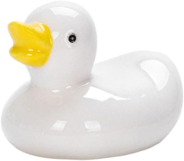 Ceramic Cute Yellow Duck Chopsticks Holder Miniature Cartoon Animal Chopstick Rest Rack for Dinner Spoon Fork Knife Tableware(A,White), 2 Pack