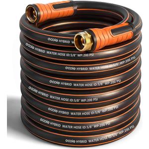 Garden Hose 75 ft x 5/8", Heavy Duty Water Hose, Flexible and Durable, Kink Resistant Lightweight Hybrid Hose, Leakproof Yard Hose with Male to Female Fittings