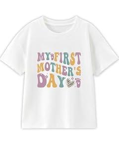 Habudda Baby Mother's Day T-Shirt Infant Bodysuit My 1st Mothers Day Baby Boy Girl Outfit Newborn Onesize Sleeve Tee, 0-2T, Soft Cotton