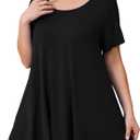 JollieLovin Women's Plus Size Tops Summer Tunic Short Sleeve Loose Fit T-Shirt to Wear with Leggings (X-Large, Black)