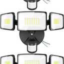 Onforu 3 Pack 75W Motion Sensor Outdoor Lights, 7000lm Dusk to Dawn Flood Light, LED Security Light with 3 Head, IP65 Waterproof Exterior Floodlight, 6500k Wall Light for Entryway Stairs Yard Garage