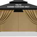 Gazebo Privacy Curtains 10' x 12' Replacement Panels Waterproof & Windproof 4 Zippered Sidewalls for Patio Canopy, Outdoor Garden or Backyard Gazebo(Khaki)