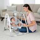 Ingenuity ConvertMe 2-in-1 Compact Portable Automatic Baby Swing & Infant Seat, Battery-Powered Vibrations, Nature Sounds, 0-9 Months 6-20 lbs (Raylan)
