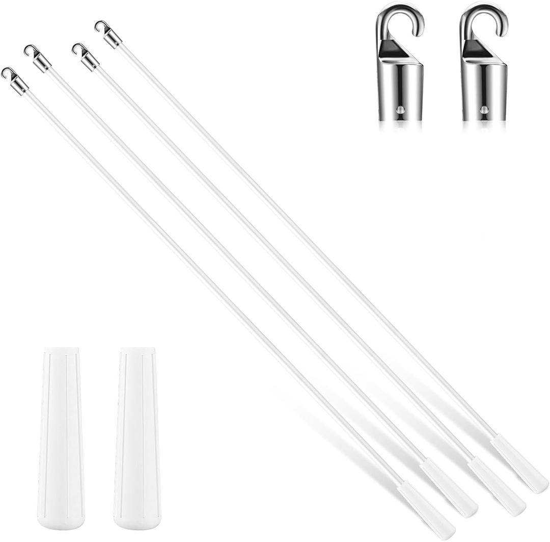 Bokon 4 Pcs Blinds Wand Replacement with Hook and Handle White Fiberglass Long Vertica Blind Wand for Windows Curtain Door Shades Opener Accessory (48 Inch)