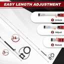 24FT Pressure Washer Telescoping Wand, Power Washer Extension Wands with 5 Spray Nozzle Tips, Stainless Steel Curve Wands, Pivoting Coupler and Support Harness, 4000 PSI