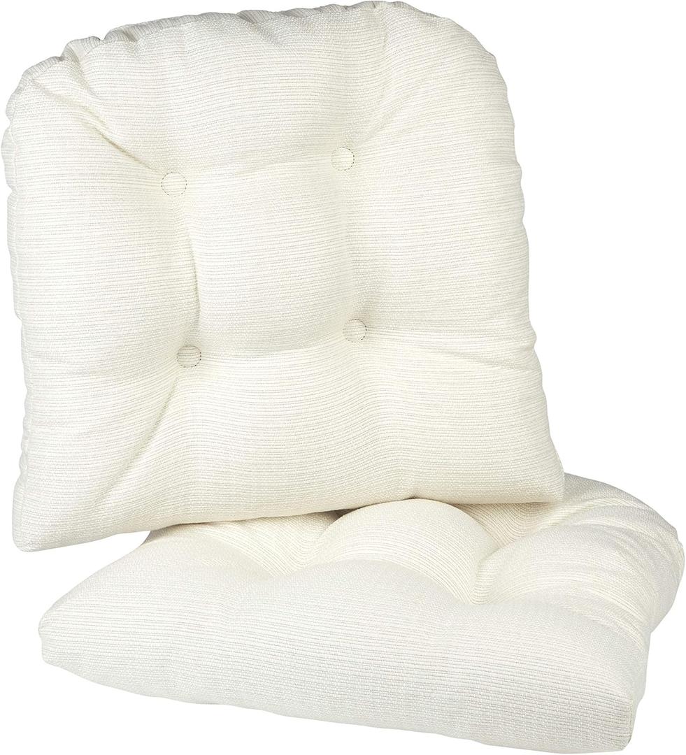 Klear Vu Gripper Overstuffed Universal Non-Slip Dining Chair Cushions for Kitchen Decor or Office Use, U-Shaped Skid-Proof Seat Pad, 17x17 Inches, 2 Count (Pack of 1), Solid Ivory