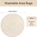 GENIMO Soft 8FT Round Rug Beige Washable for Living Room, High Low Pile