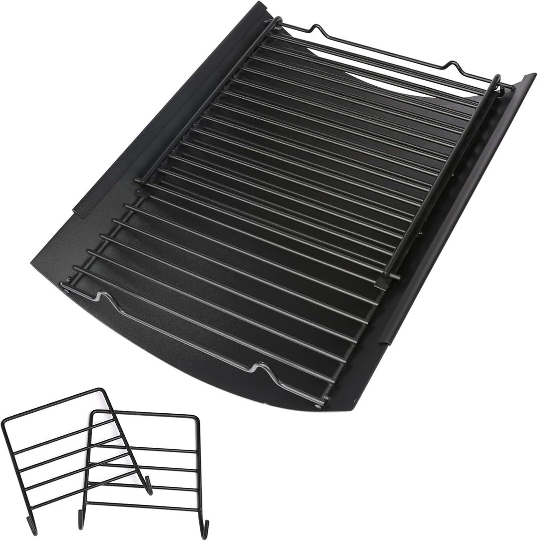 Hisencn 15"- 27" Adjustable Ash Pan for Chargriller 5050 5072 5650 E1224 1224 1324 2121 2222 2727 2828 2929 2123 Charcoal Charbroil 17302056, with 2 Pack Fire Grate Hangers Replacement Parts