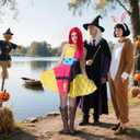 Sally Costume Women Adult Sally Dress Suspender with Wig Halloween Christmas Nnight Cosplay Outfit (Medium, Red)