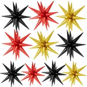 10PCS 22Inch Star Explosion Foil Balloons, Large Black and gold Balloon, Spike Cone Colorful Star Balloons for Birthday, Graduation, Wedding & Party Decorations